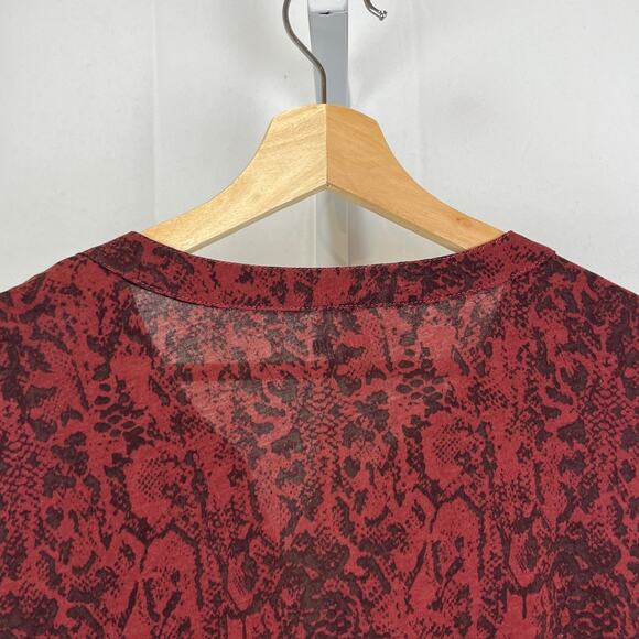 GARNET HILL Ines Blouson Knit Dress Printed Long Sleeve Knee Length Wine Red M - Picture 8 of 11
